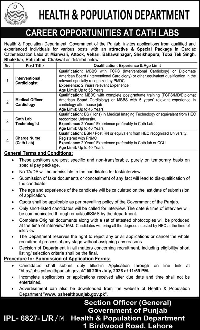 Punjab Cath Lab Jobs 2026